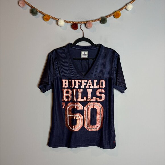 Buffalo Bills VS PINK navy blue mesh jersey bling top - Picture 1 of 5